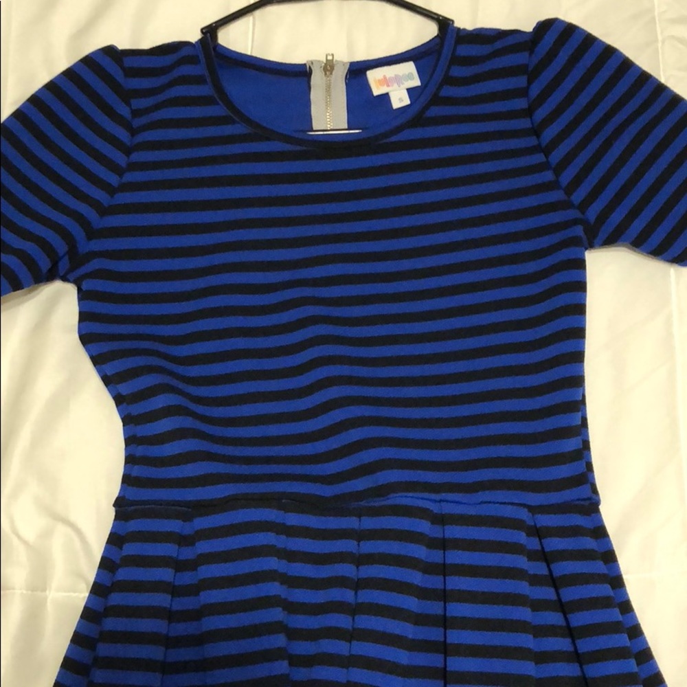 Royal blue and black striped lularoe Amelia